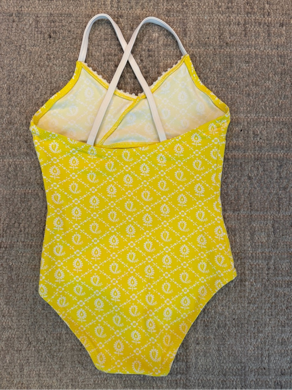 EUC Heidi Klein London Girls Yellow and White One-Piece Swimsuit size 5/6 - Picture 2 of 3